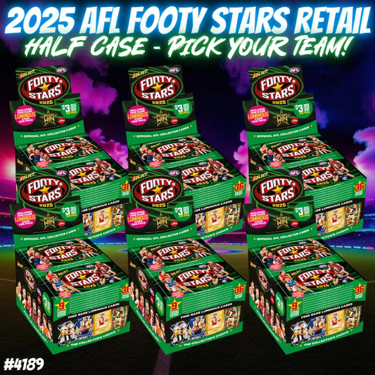 Break 4189 - 2025 AFL Footy Stars Retail - HALF CASE - 6 Boxes - Pick Your Team!