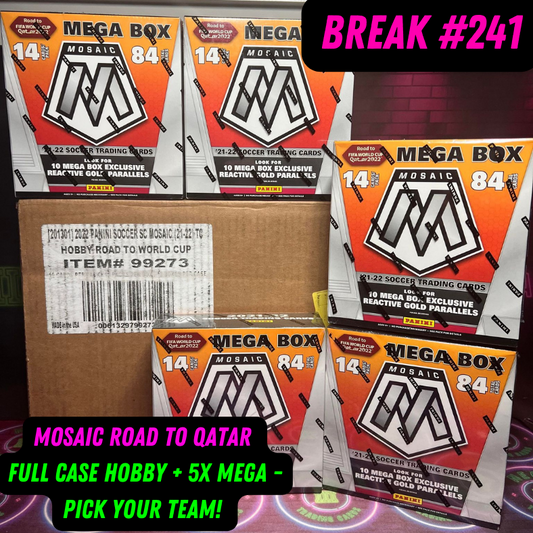 Break 241 - 2022 World Cup Mosaic Road To Qatar FULL CASE & 5 Megas - Pick Your Team/Player!