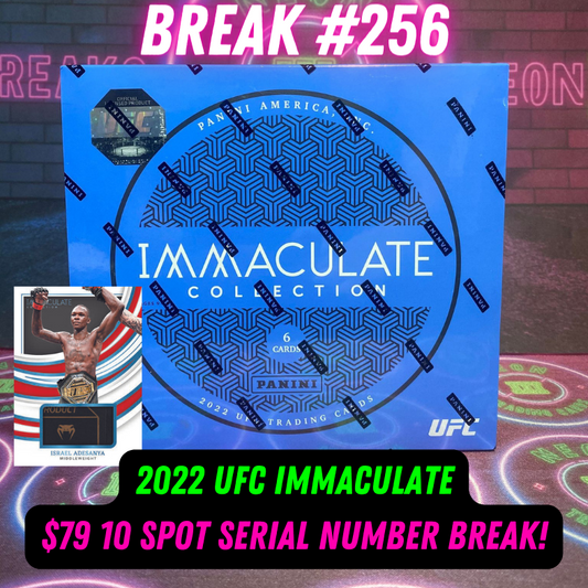 Break  256- 2022 UFC Immaculate 10 Spot Serial Number Single Box