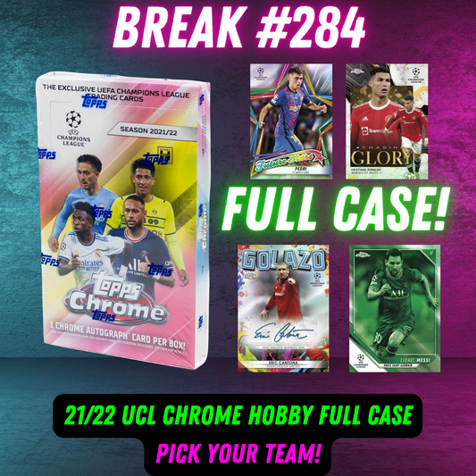 Break  284 - 21/22 UCL Chrome Hobby Full Case - Pick Your Team!