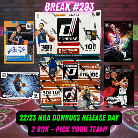 Break  293 - NBA 22/23 Donruss Release Day - 2 Box Pick Your Team!