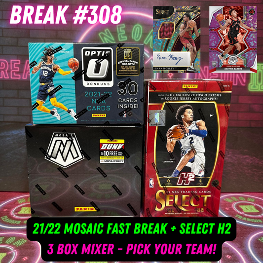 Break  308 - 21/22 NBA Mosaic Fast Break + Select H2 3 Box Mixer - Pick Your Team!