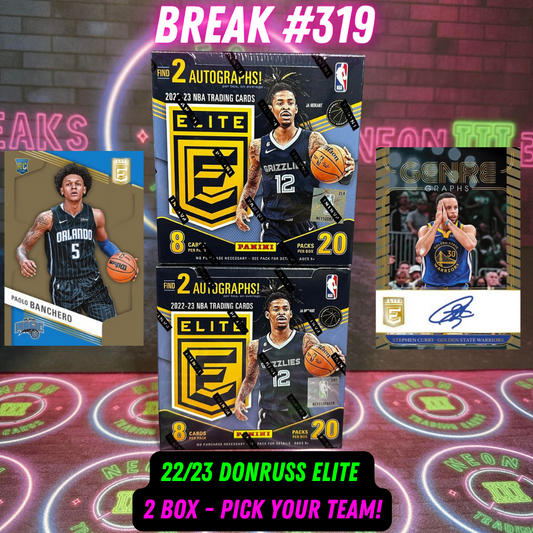 Break  319 - NBA 22/23 Donruss Elite 2 Box - Pick Your Team!