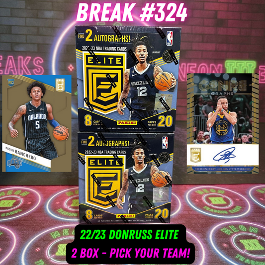 Break  324 - NBA 22/23 Donruss Elite 2 Box - Pick Your Team!