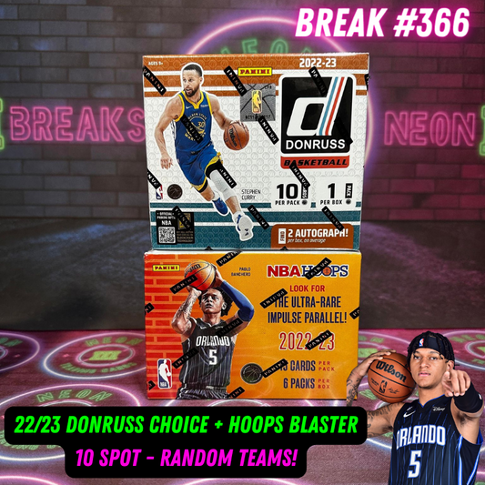 Break  366 - NBA 22/23 Donruss Choice + Hoops Blaster - 10 Spot Random Teams!