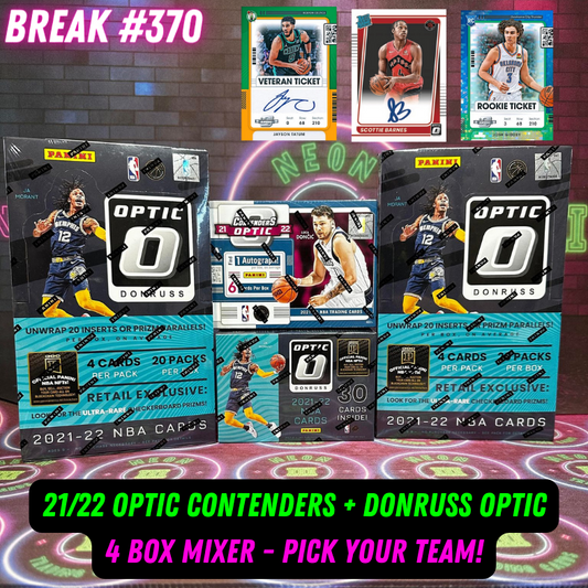 Break  370 - NBA 21/22 Optic Contenders 4 Box Mixer - Pick Your Team!