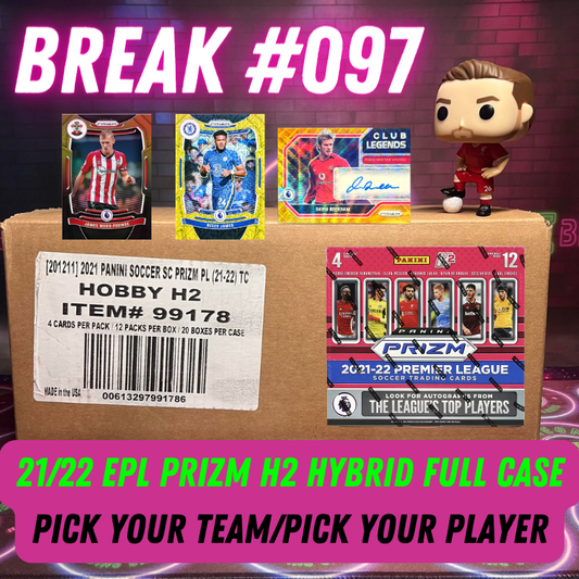 Break 097 - 21/22 EPL Prizm H2 Hybrid FULL CASE - 20 Boxes - Pick Your Player / Team