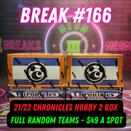 Break 166 - 2 box 21/22 Chronicles Hobby - Random Teams - $49 a spot!!