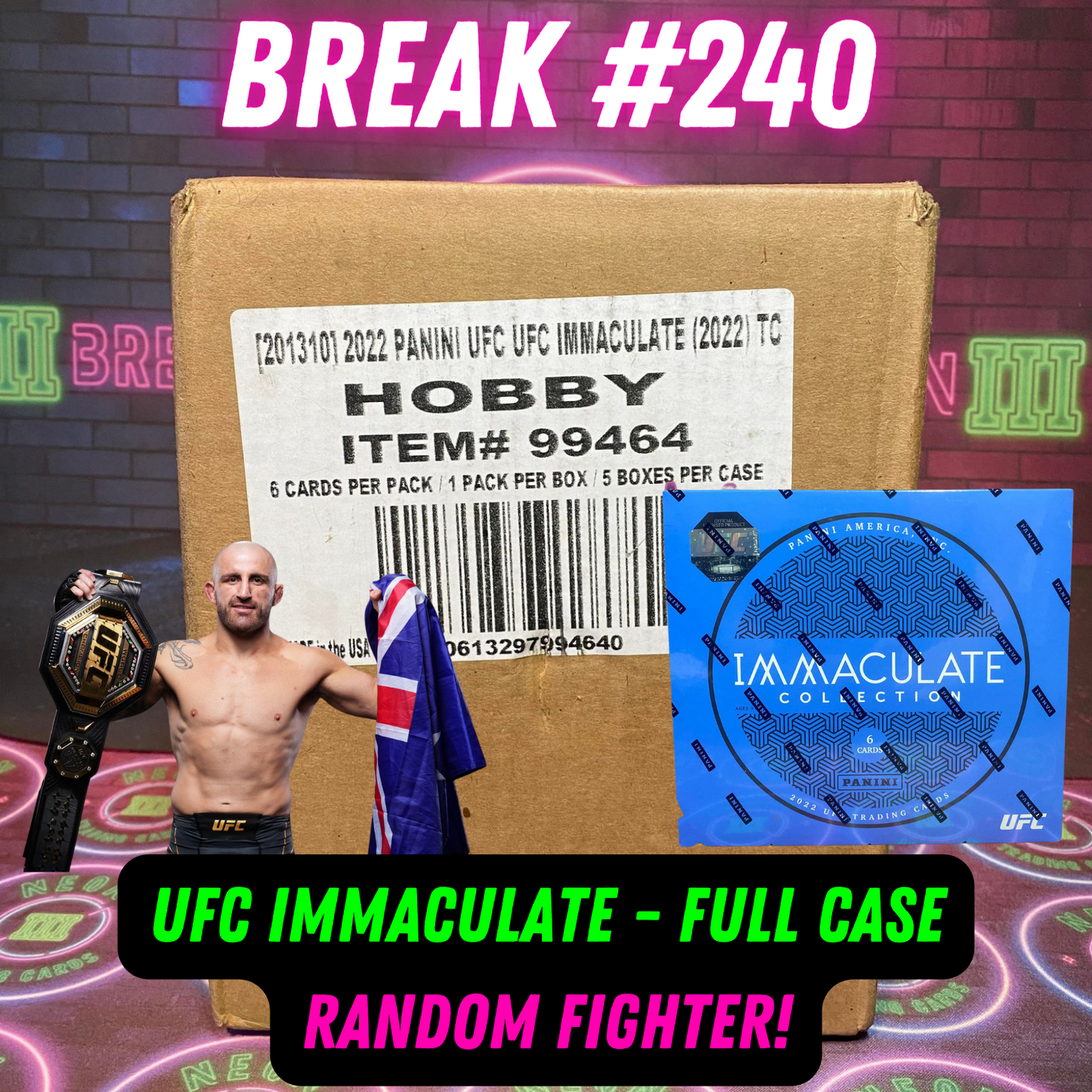 Break 240 - 2022 UFC Immaculate FULL CASE - Random Fighter!