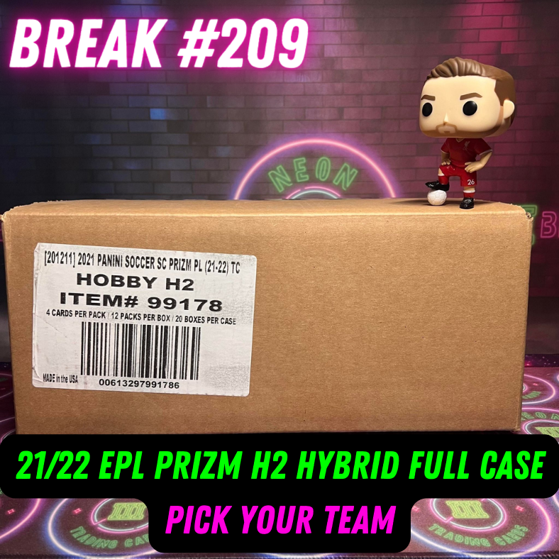 Break 209 - 21/22 EPL Prizm H2 Hybrid FULL CASE - 20 Boxes - Pick Your Player / Team