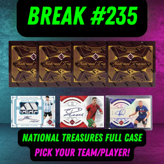 Break 235 - 2022 National Treasures Road To World Cup - FULL CASE - Pick Your Player / Team