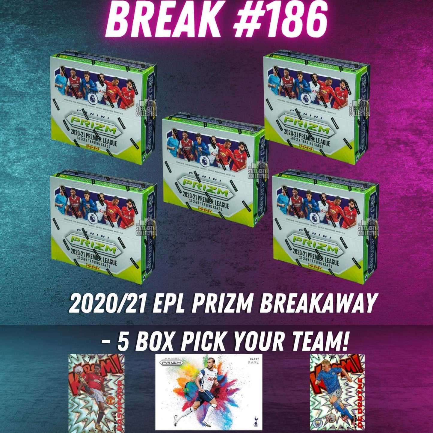 Break 186 - 20/21 EPL Prizm Breakaway 5 Box - Pick Your Team!